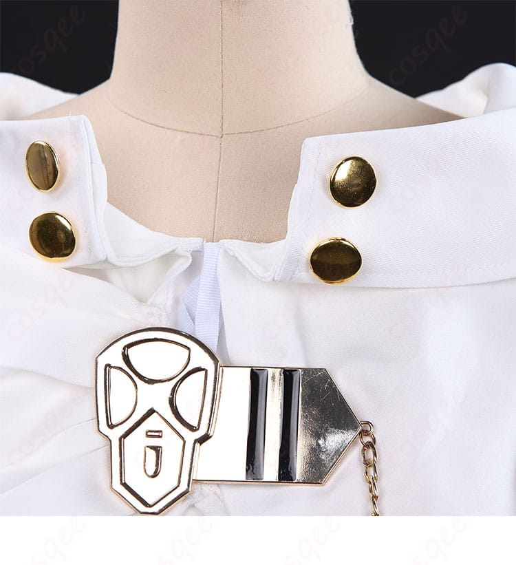 終わりのセラフ 百夜ミカエラ コスプレ衣装 服装の襟部分の装飾詳細。デザインのこだわりを感じさせる美しい仕上がりです