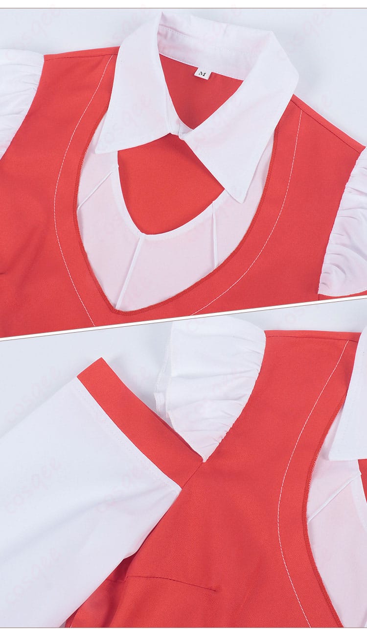 服装の襟、袖の装飾のディテール画像 - マリア コスプレ衣装の襟と袖の精緻な装飾。細部までこだわったデザインが特徴です。