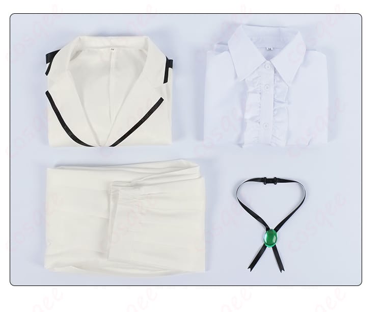 展示套装内容的图。コスプレ衣装に含まれる全てのアイテムを示す画像。