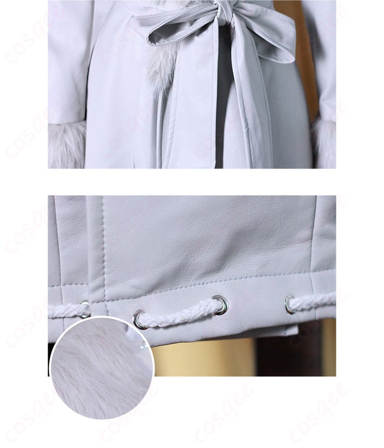 腰の細帯と衣装の裾の装飾ディテール。キャラクターの独特な装飾が表現されている。