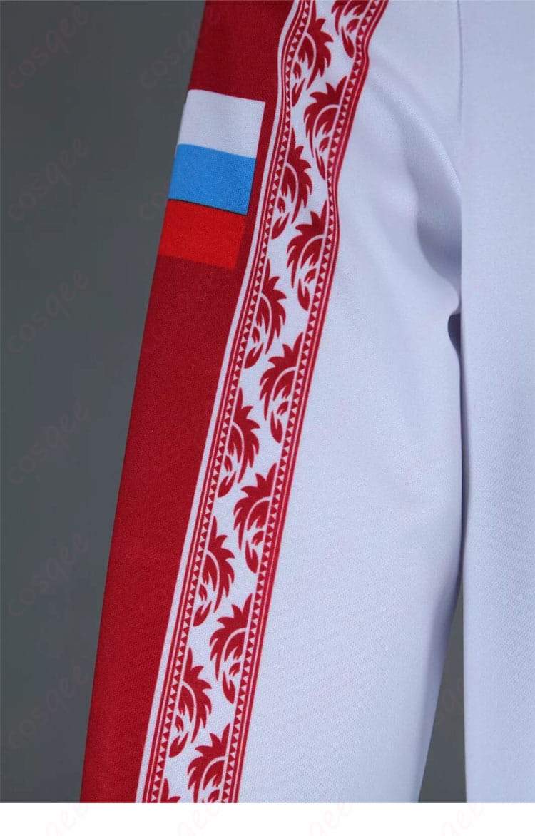 ヴィクトル・ニキフォロフのコスプレ衣装の衣袖部分の装飾。繊細な仕上げでファン必見のディテール。