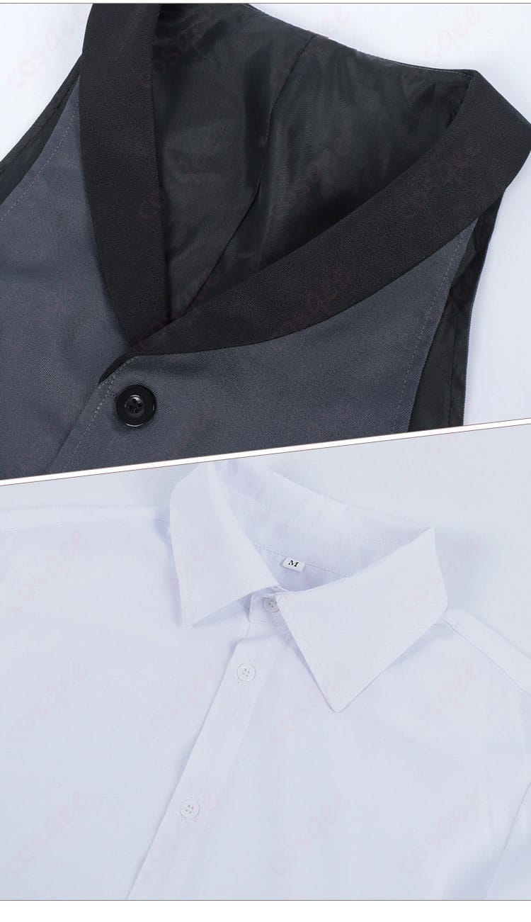 内搭服装の正面細部。シャツやベストの生地感や細かい仕立てを示した正面画像。