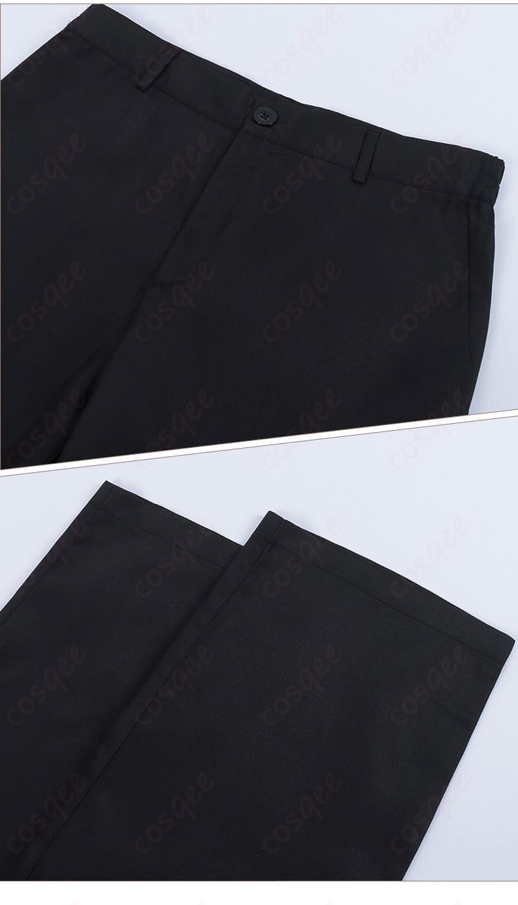 服装裤子细节。セバスチャン・ミカエリスのコスプレ衣装のズボンのディテール、しっかりとした作りを強調。