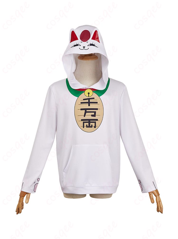 ダンダダン ターボババア 招き猫 コスプレ衣装 パーカーの正面画像。キャラクターの忠実な再現、高品質なデザインが特徴です。