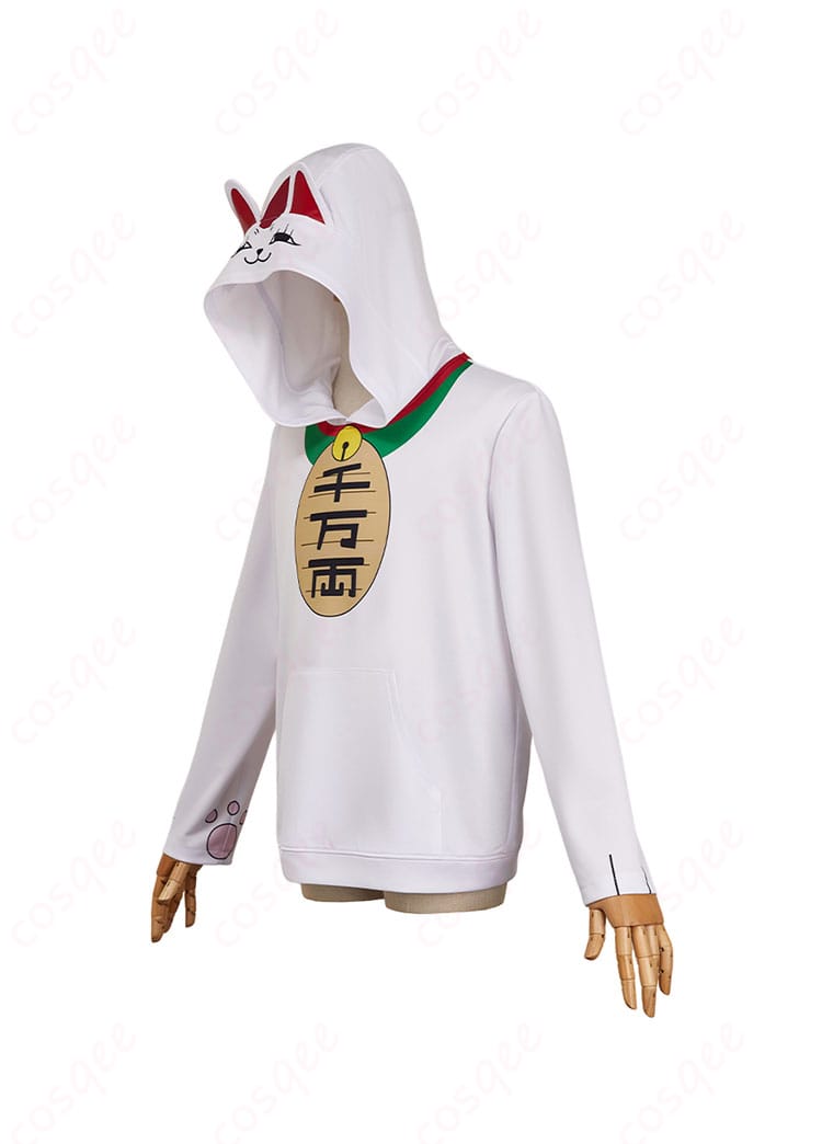 ターボババア 招き猫 コスプレ衣装 パーカーの右側から見た画像。ディテールがしっかりと再現されています。