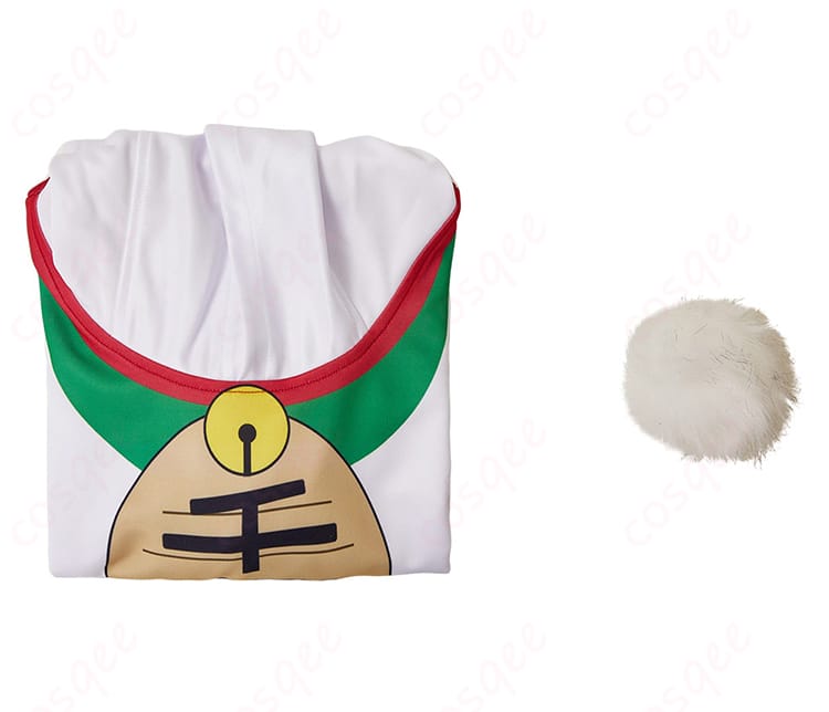 ターボババア 招き猫 コスプレ衣装 パーカーのセット内容を展示した画像。衣装がすべて揃った状態で見やすい。