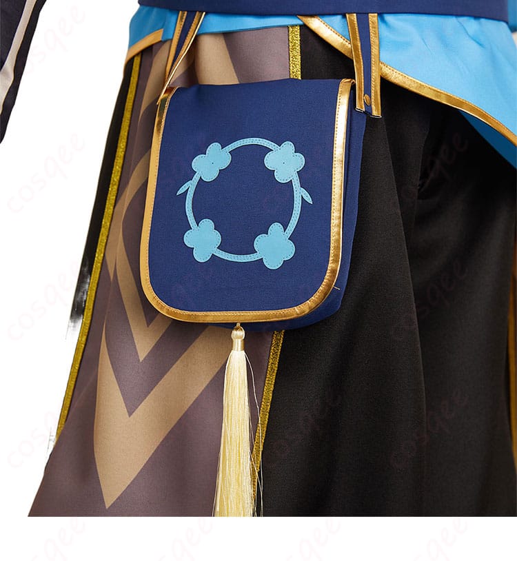 原神 空(Aether) コスプレ衣装 花の騎士 腰包装饰细节图。アクセサリーとディテールがリアルに再現されています。