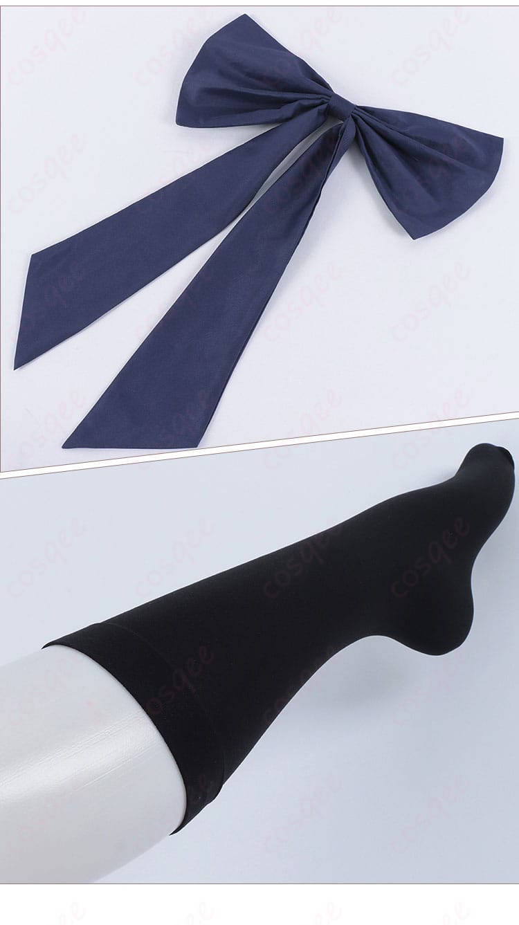 蝶結びの腰飾りと靴下のディテール画像、精緻なデザインを楽しんで