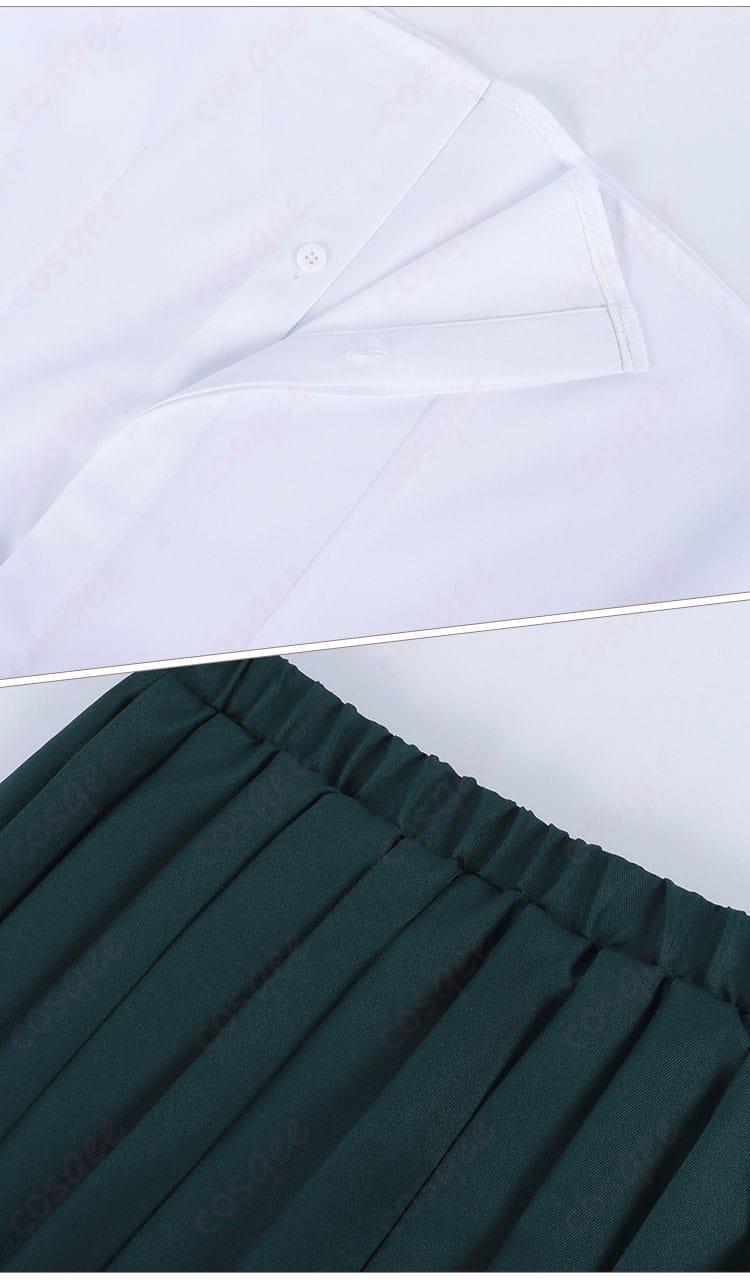 シャツの襟とスカートのヘム部分のディテール。美杉美々美の特徴的なデザイン。