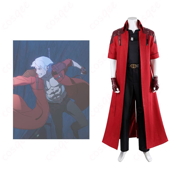 デビルメイクライ ダンテ コスプレ衣装 正面とキャラクターイメージの比較画像。リアルな再現度をチェックしよう。