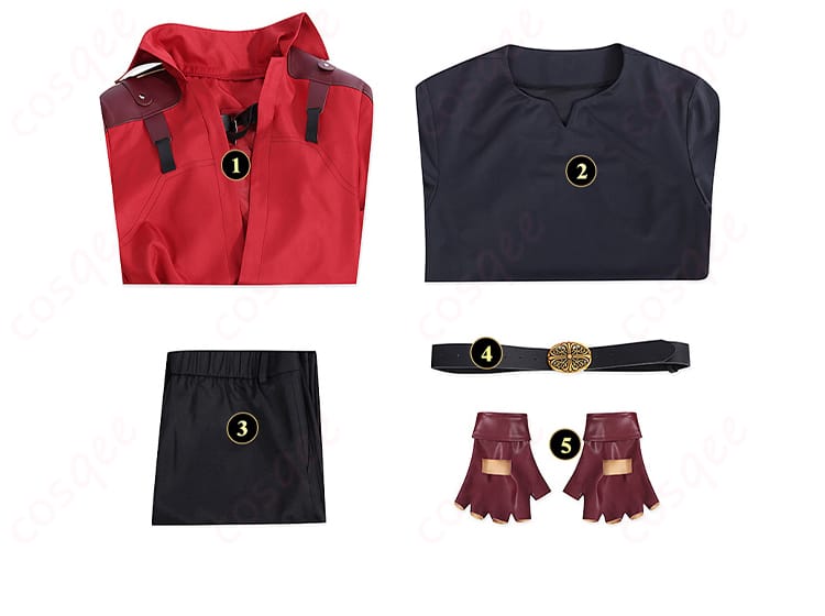 デビルメイクライ ダンテ コスプレ衣装 セット内容の一覧画像。購入前に内容をしっかりチェック。