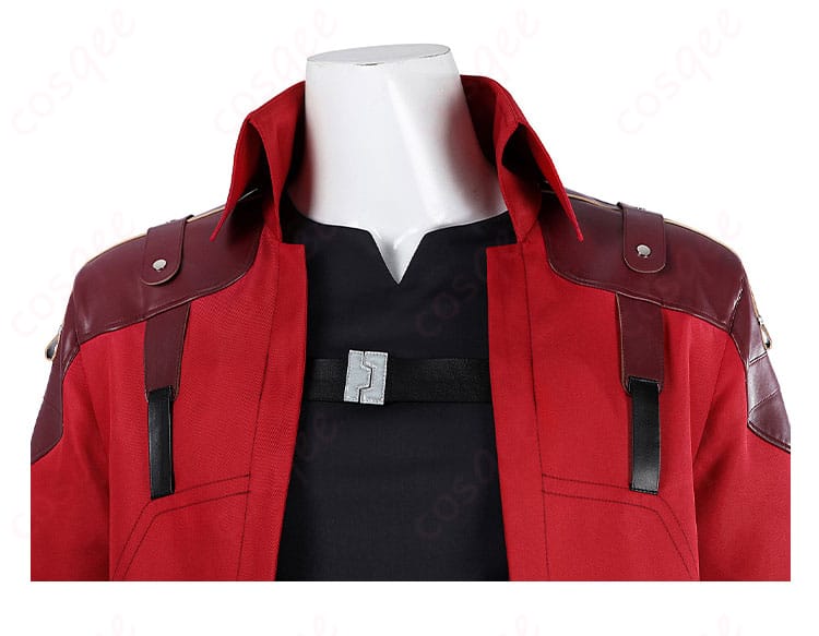 デビルメイクライ ダンテ コスプレ衣装 襟元装飾のディテール画像。装飾の質感にも注目です。