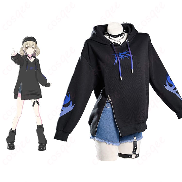 商品正面とキャラクター人物の組み合わせ画像 - プロジェクトセカイ 小豆沢こはね コスプレ衣装のリアルな再現をお楽しみください。