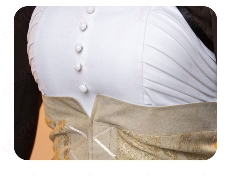 胸口装飾のディテール画像 - セレス衣装の胸口装飾。精密な刺繍と装飾で、キャラクターの特徴を再現しています。