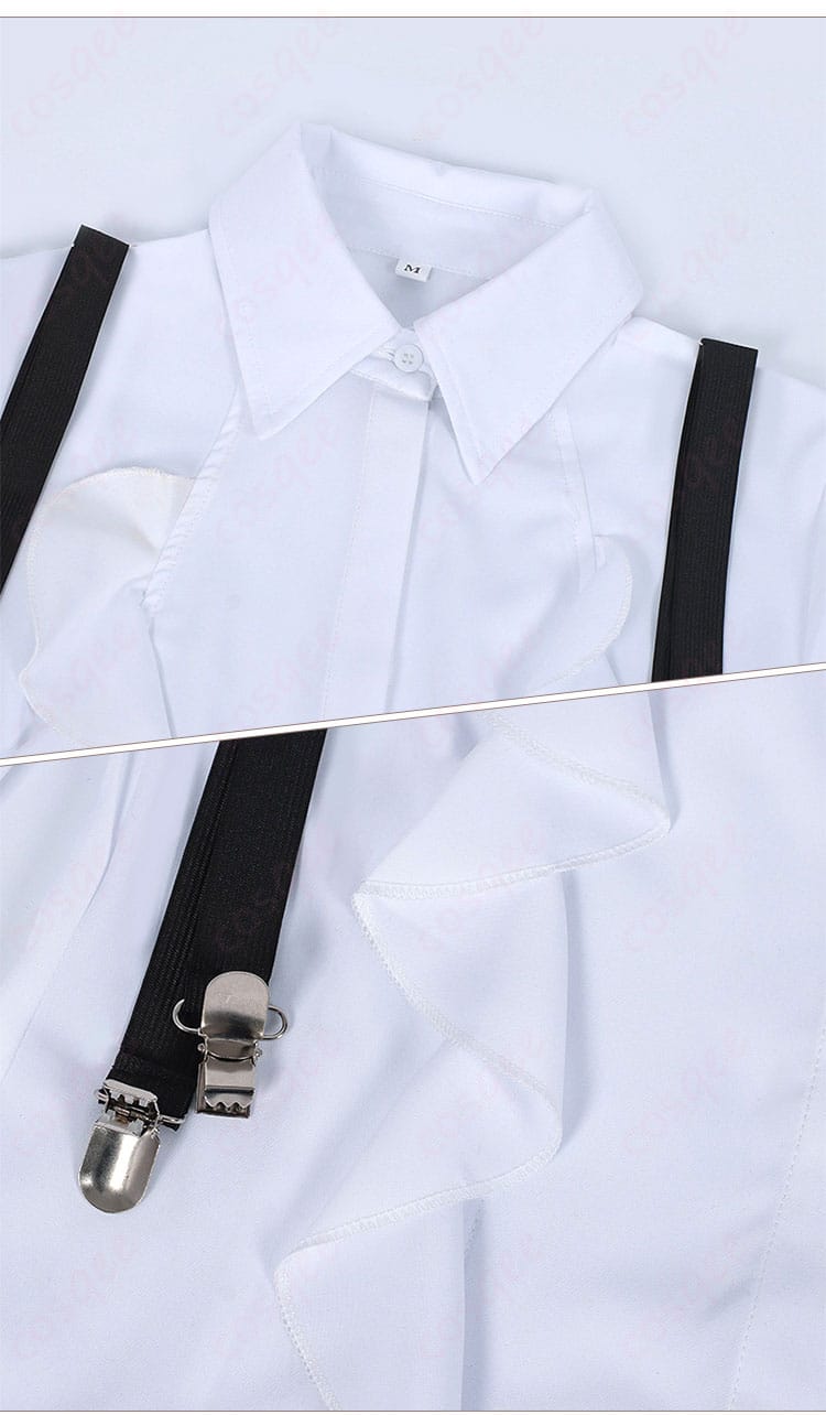 シャツとサスペンダーのディテール画像 - シャツとサスペンダー部分の精密なディテール