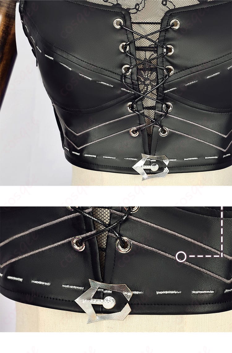 コスプレ衣装 トレイシー・レズニック 上衣の装飾詳細。衣装の上部に施された精緻なデザイン。