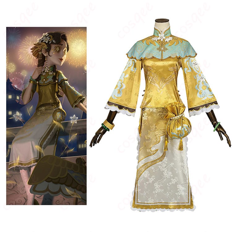 商品正面とキャラクターのコスプレ衣装が組み合わさった写真、第五人格「玩具職人(アニー・レスター)」コスプレ衣装の魅力を感じてください。