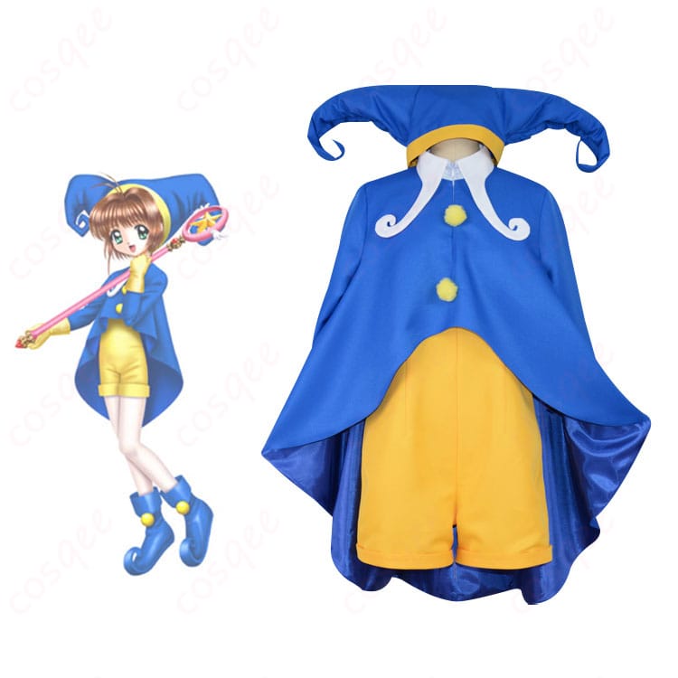 カードキャプターさくら 木之本桜 コスプレ衣装の正面写真とキャラクターが一緒に写っている画像。忠実に再現されたコスチュームのディテールを確認