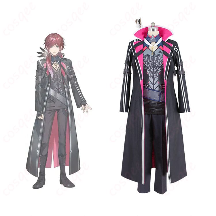 商品正面とローレン・イロアスのキャラクターが一緒に写っているコスプレ衣装の画像。忠実再現されたデザイン、にじさんじのローレン・イロアスファン必見!