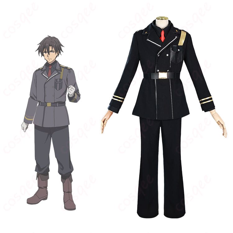 シンエイ・ノウゼン（アンダーテイカー） コスプレ衣装の正面とキャラクターのコスプレを組み合わせた写真。忠実再現の衣装で、アニメ『86-エイティシックス-』のシンエイを完璧に再現！