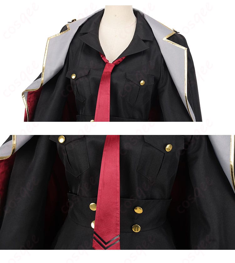 元宮チアキ コスプレ衣装 服装のネクタイ装飾細部。キャラクターのアイコニックなネクタイが完璧に再現。