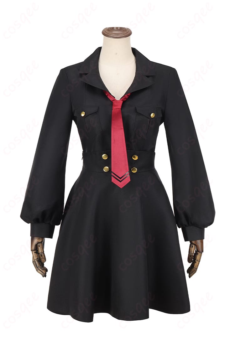 元宮チアキ コスプレ衣装 正面の服装の細部。ネクタイや袖のディテールがきれいに仕上げられた衣装。