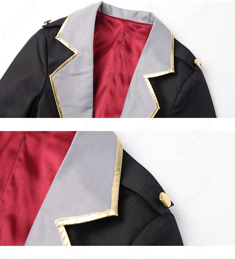 元宮チアキ コスプレ衣装 外套衣領装飾の細部。衣領の装飾がキャラクターの個性を際立たせる。