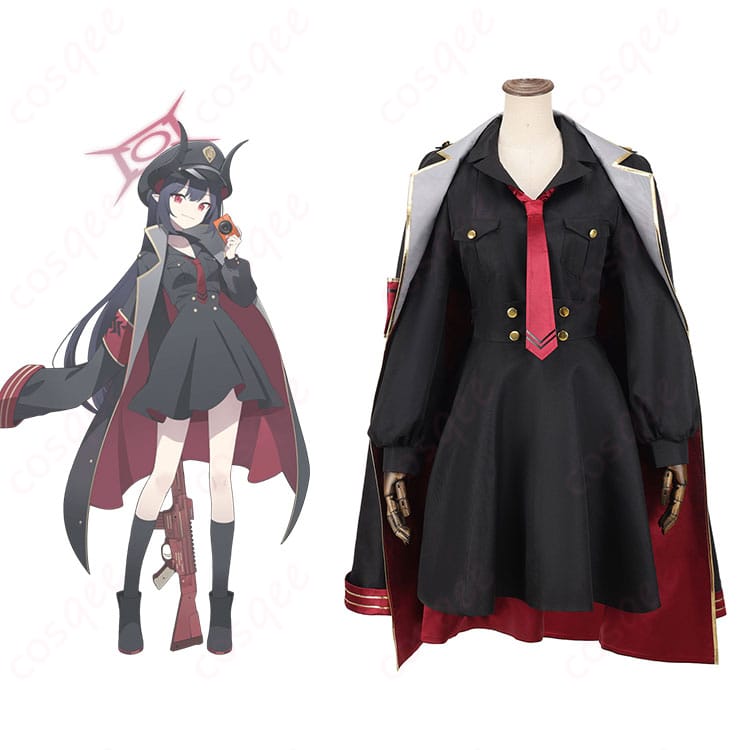 ブルーアーカイブ 元宮チアキ コスプレ衣装 正面とキャラクターの組み合わせ。キャラクターの特徴を忠実に再現したコスプレ衣装。