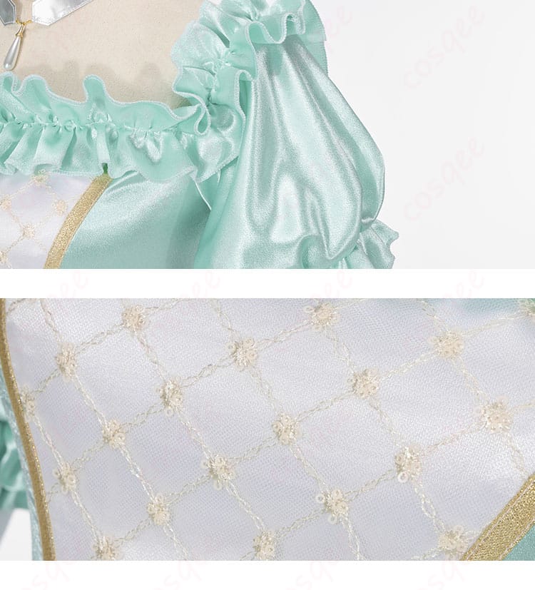 衣袖と襟の装飾細節画像。細かい刺繍や装飾がしっかりと見え、クオリティが伝わる。