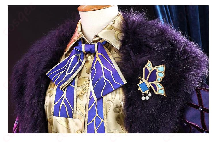 蝶ネクタイの装飾ディテール画像。「第五人格」空軍コスプレ衣装の細部まで再現。