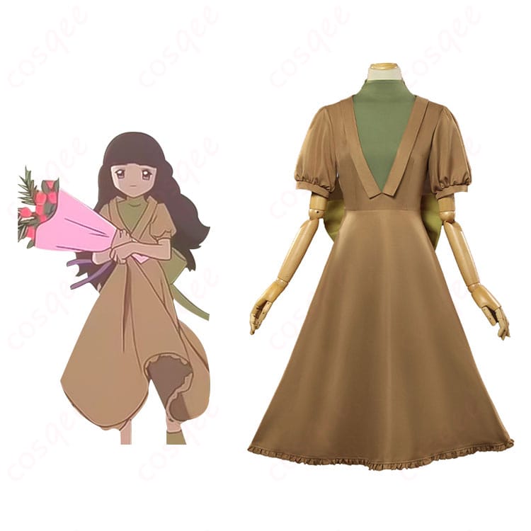 劇場版 カードキャプターさくら 大道寺知世 コスプレ衣装 正面とキャラクターとの合わせ画像
