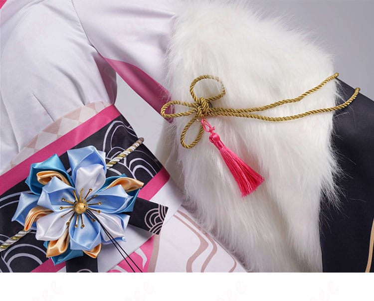 リボン装飾ディテール図 – 正月衣装のリボンディテール、精緻な仕上がり