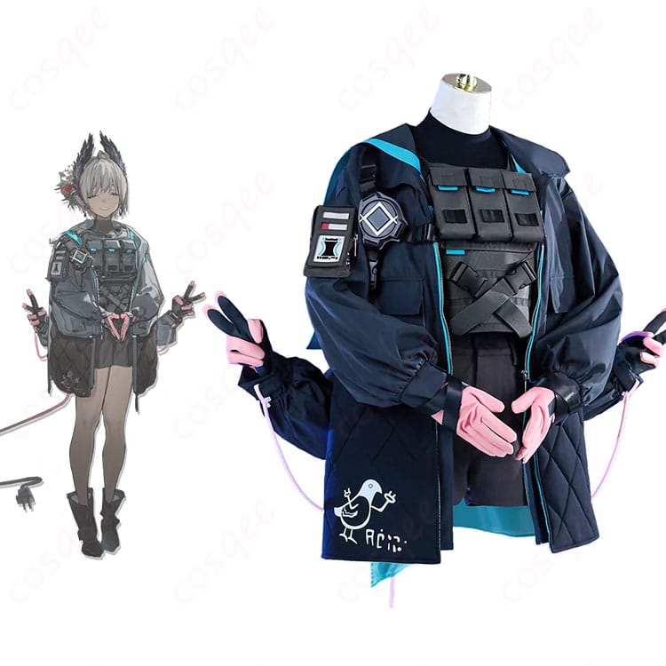 商品とアークナイツ Raidian キャラクターの融合画像。リアルな再現度で、アークナイツファン必見のコスプレ衣装。