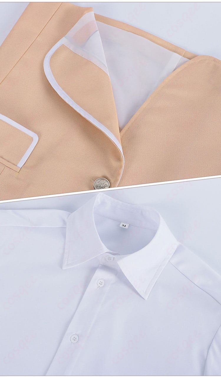 北条才人 コスプレ衣装の外套の裾と衬衫の襟の装飾細部。