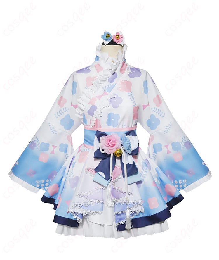 天宮こころの新衣装和服コスプレ衣装の正面画像。華やかなデザインと高還元度な再現度。