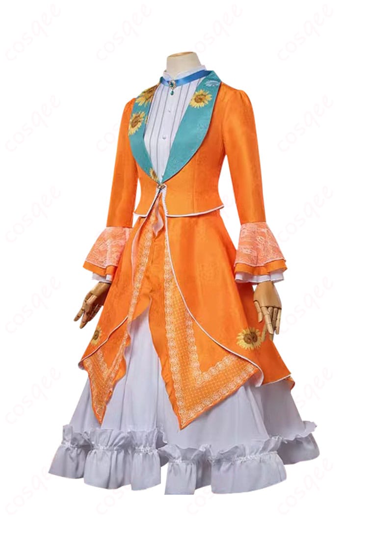 商品側面図、「第五人格」アリス・デロス(記者)のコスプレ衣装の細部まで再現した側面画像。