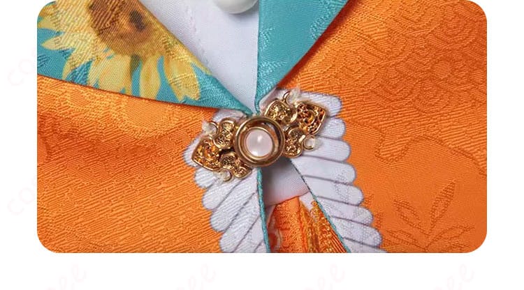 衣服の前立てのボタン装飾細部、キャラクターに忠実なデザインが魅力的です。