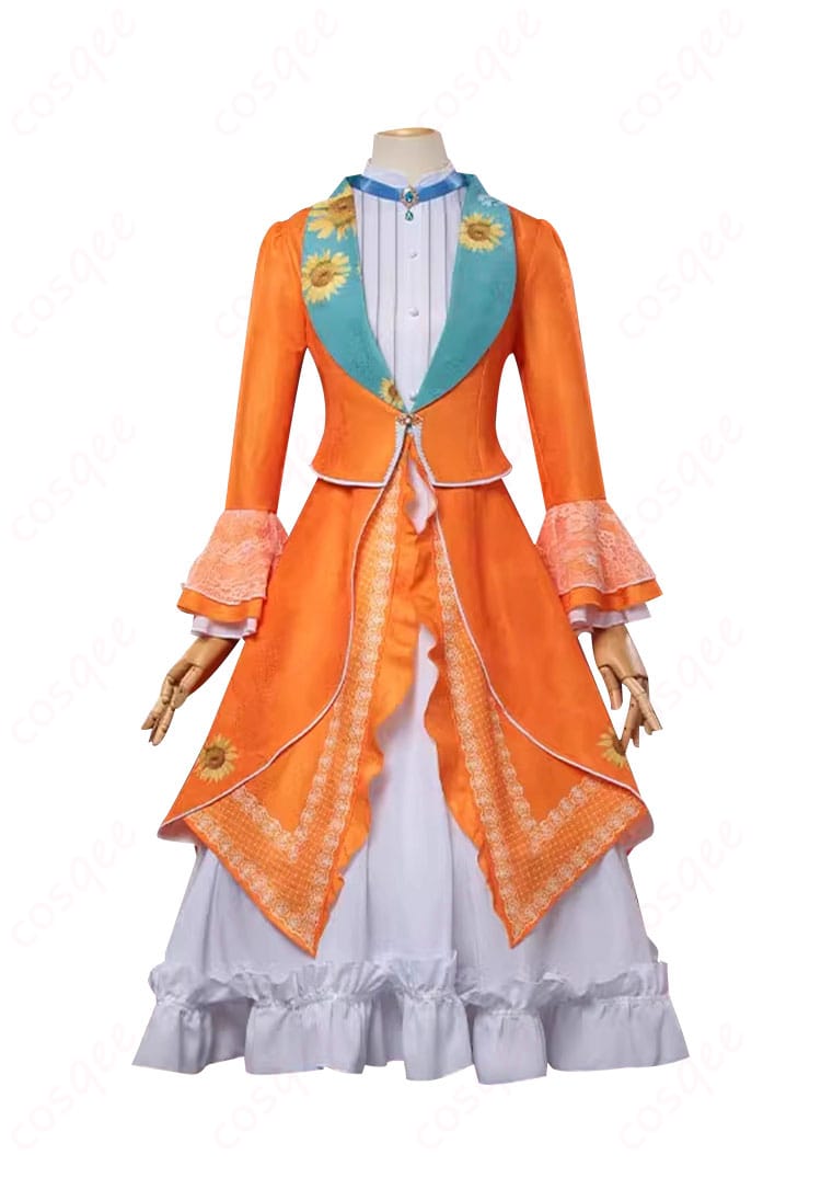 商品正面の「第五人格」アリス・デロス(記者)のコスプレ衣装の全体画像。魅力的なデザインが特徴です。