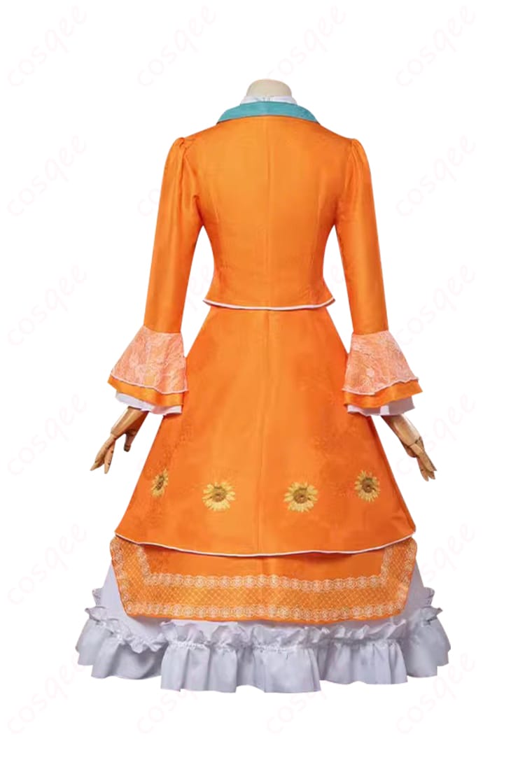 商品背面図、アリス・デロス(記者)コスプレ衣装の背面デザインがよくわかる画像。完璧な仕上がりです。