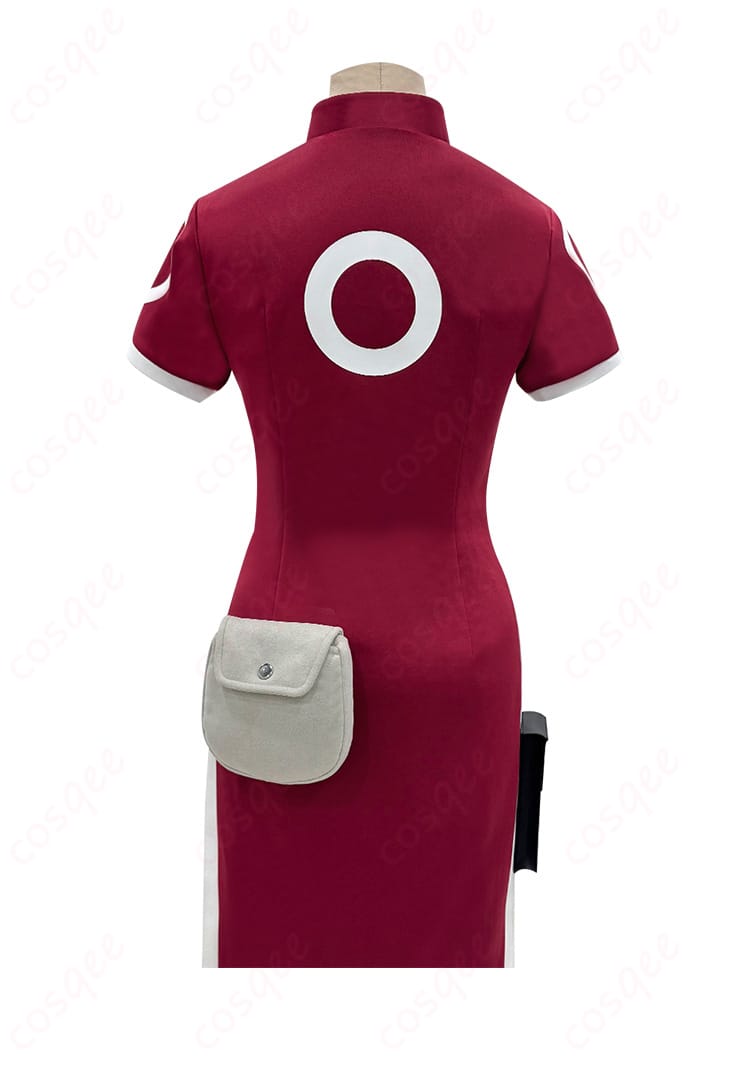 春野サクラのチャイナドレスコスプレ衣装の背面画像。背面のデザインやディテールが鮮明に見えます。