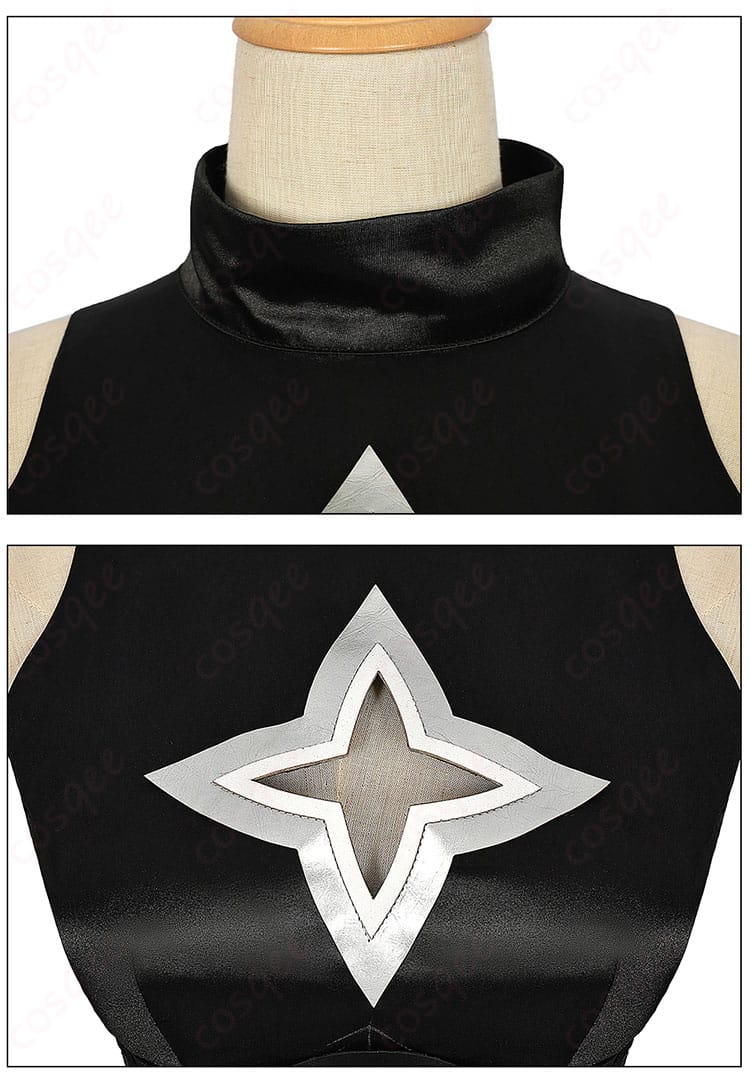 服装装飾と領口のディテール画像 - 金色の闇の服装の細かい装飾と美しい領口デザインの詳細。