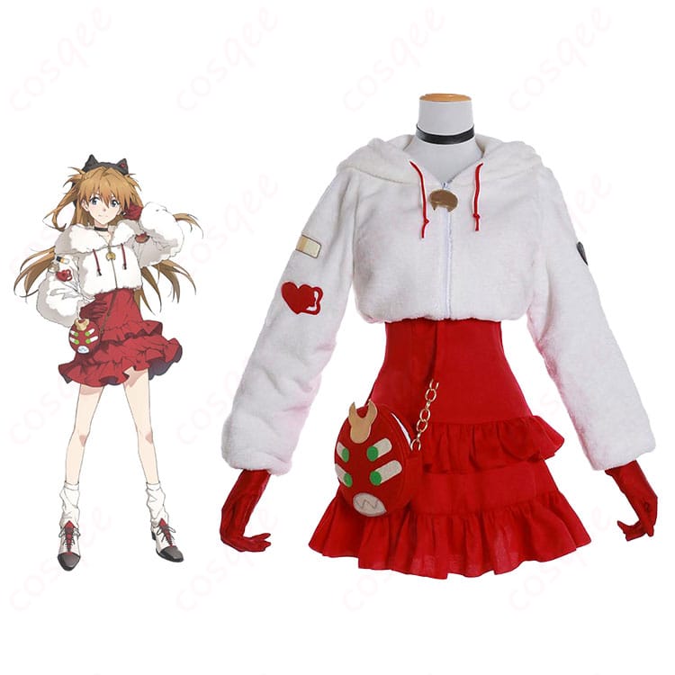 商品正面とキャラクター(惣流・アスカ・ラングレー)との比較写真 | コスプレ衣装 | 新世紀エヴァンゲリオン | 忠実再現