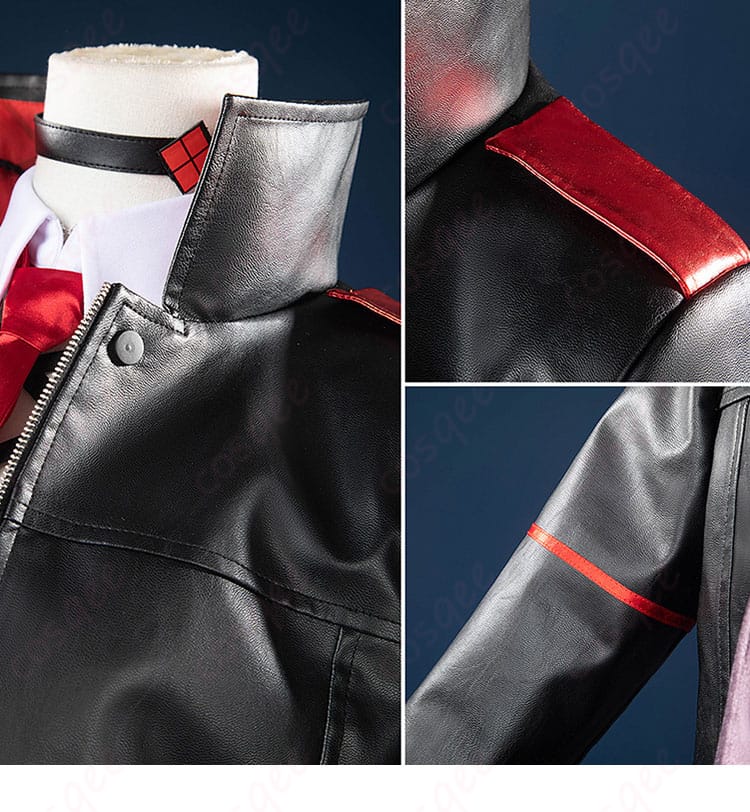 コスプレ衣装の衣領と肩袖装飾の精密なディテール。