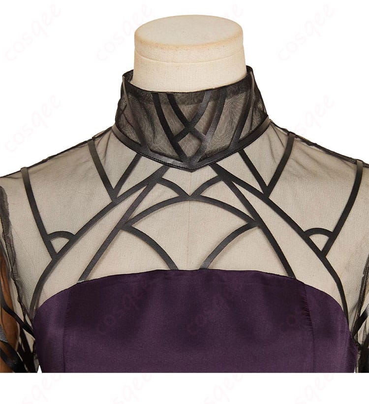 SAKAMOTO DAYS 大佛 黒いドレス コスプレ衣装 衿元装飾アップ―上品刺繍