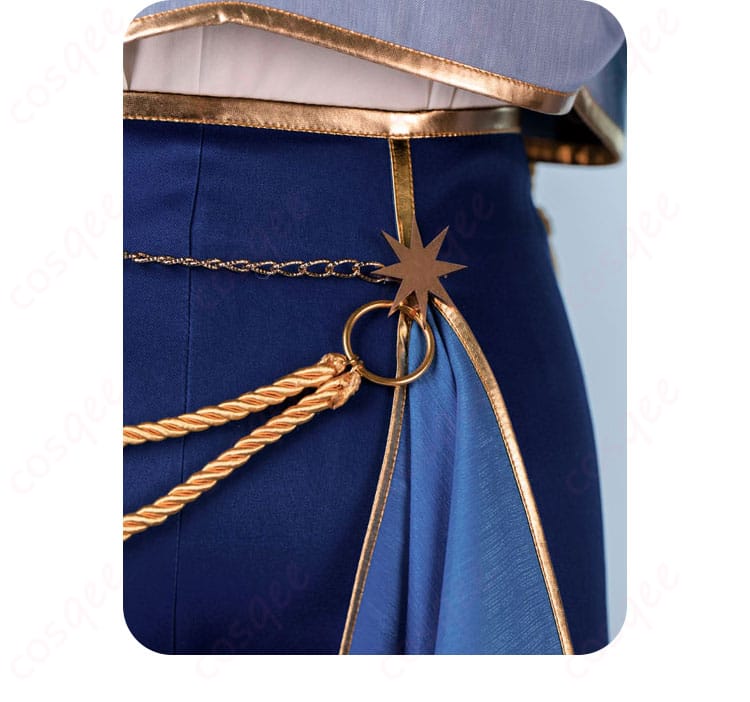 青葉つむぎ コスプレ衣装 腰飾りディテール|チェーン&タッセルの華やかさ