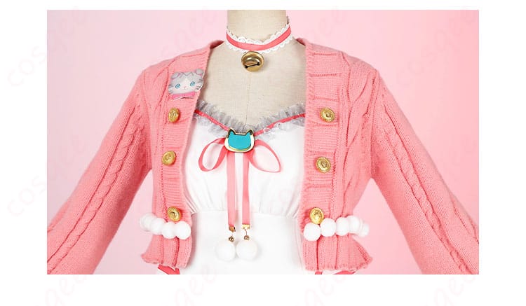 スクスタ 東條希 コスプレ衣装 猫日和ver 装飾アップ―胸飾りと蝶結びの細部