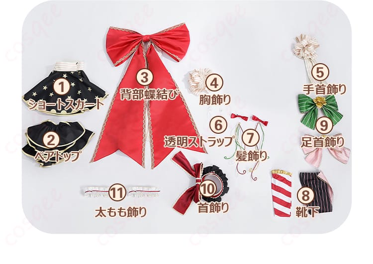 セット内容の展示画像|ラブライブ!矢澤にこ コスプレ衣装のセット内容全てを展示