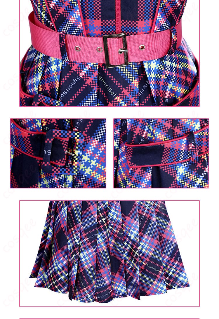 ラブライブ!スーパースター!! 嵐千砂都 コスプレ衣装 腰ベルトとスカート装飾のディテール、華やかで精巧なデザインが魅力的です。