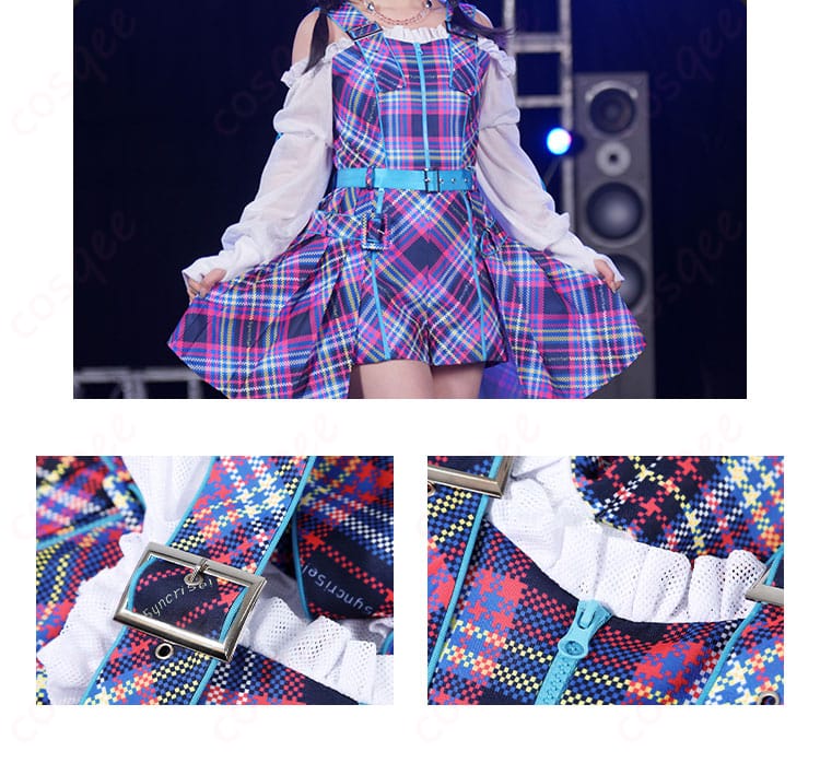 鬼塚冬毬 コスプレ衣装の装飾細部。刺繍や装飾が精巧に再現され、キャラクターを忠実に表現。