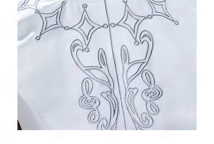 服装の装飾ディテール写真。コスプレ衣装の花柄や刺繍の美しい装飾が鮮明に写る写真。